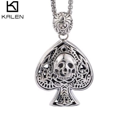 China No KALEN Shapes 925 Sterling Silver Pendant Spades Skeleton Retro Pendant For Men for sale