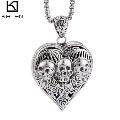 China No KALEN Shapes Retro 925 Sterling Silver Pendant Heart Shaped Skeleton Shotgun Pendant For Men for sale