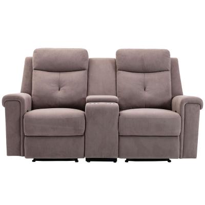 China ENVIRONMENTAL PROTECTION PU Factory Sale Leisure Two-Seat Sofa Polyester Fabric Extended Warm Sofa With Cup Holders Lounge Chair for sale