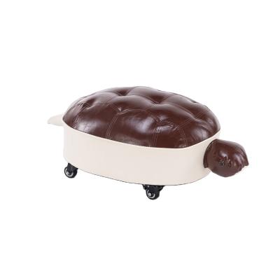 China High Quality Convertible Brown Turtle Animal Wooden Child Furniture Stool With Wheels for sale