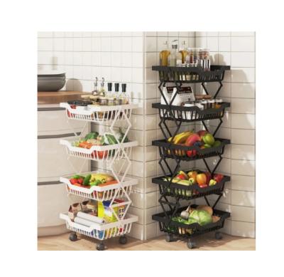 China New type multi-functional fruit and vegetable basket rack storage stable structure floor-to-ceiling multi-layer rack for sale