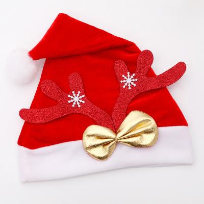 China Santa Hat Plush Christmas Cloth Christmas Decoration Hats Non Woven Fabric For Kids Red Card Color Weight Material Type for sale