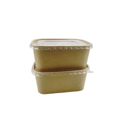 China Eco-friendly Disposable Paper Biodegradable Rectangular Takeout Bowl Packaging Paper Box With Paper Lid for sale