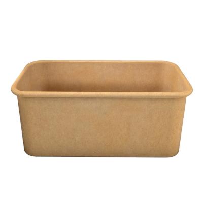 China Biodegradable Custom Logo Disposable Takeout Paper Food Container Rectangle Hot Paper Bowl With Lid for sale