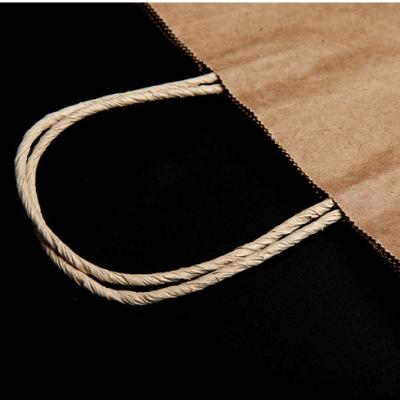 China Recycled Materials Recycled Kraft Paper Bag With Twisted Flat Handles For Shopping Food Packaging Take Away Brown On Sale for sale