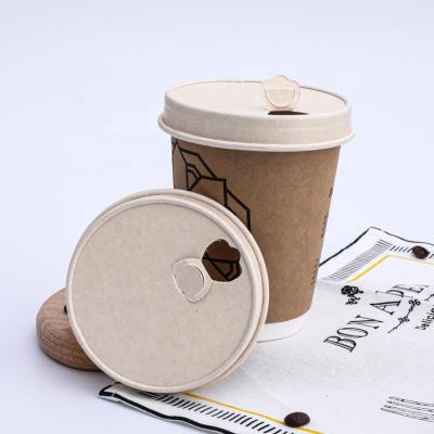 China Biodegradable Custom Logo Printing Double Wall Paper Eco - Friendly Disposable Coffee Cup With Paper Lid for sale