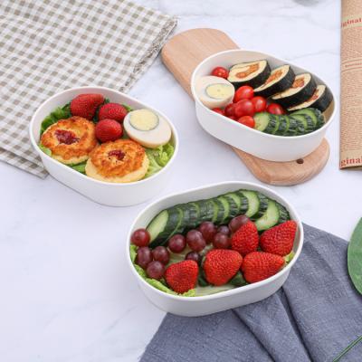 China New Style Biodegradable White Paper Bowls Food Packaging Containers Salad Fruit Store for sale