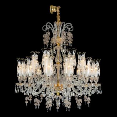 China Modern Custom Keyming 24 Lamp Modern Living Rooms Lighting Large Baccarat Style Chrome Crystal Chandelier for sale