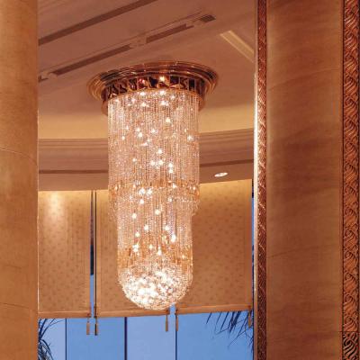 China Custom Modern Long Crystal Ceiling Chandelier For Hotel for sale