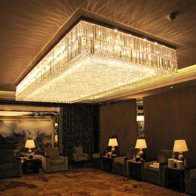 China New Modern Antique Hotel Customized Crystal Light Rectangular Chandelier for sale