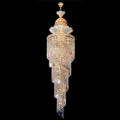 China Latest New European Design 2021 European Long Staircase Crystal Chandelier Lighting for sale