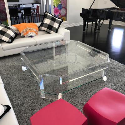 China (Other) Jiacheng adjustable modern designed clear acrylic coffee table lucite dinner table for sale