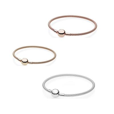 China Original CLASSIC 925 Sterling Silver Rose Gold Silver Snake Hammer Net Bracelet Suitable for Classic Women Charm Bracelet DIY Jewelry for sale