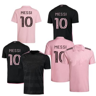 China Shirts & Thai mens full custom printed quality name and number 2023 pink jersey MIAMI messi soccer tank tops for men for sale