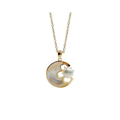 China FASHIONABLE Custom Chinese Flower Round Natural Freshwater Cultured Freshwater Pearl 18K Gold Pearl Necklace for sale