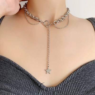 China Punk Titanium Necklace Neck Accessories Star Clavicle Necklace Pendant for sale