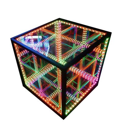 China Tempered Glass Wedding Party 30x30x30cm 3D Mirror Infinity Led Cube Festival Decor Decoration Light For Bar Event for sale