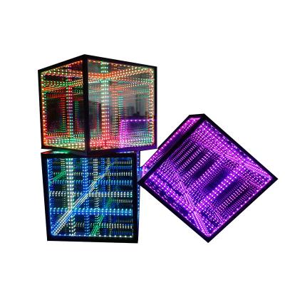 China Wholesale Tempered Glass Disco Nightclub Party Decoration 3D Infinity Mirror Glass Led Cube Light For Resale for sale