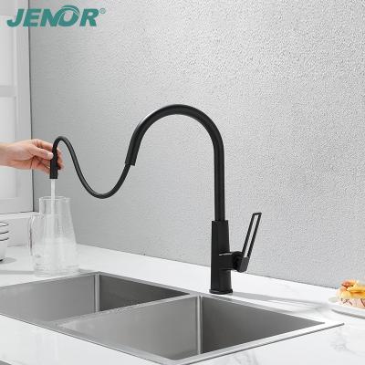 China Pull Out Spray New Style CE Approved High Quality Brass Pull Out Matte Black Ceramic Pull Down Kitchen Faucet for sale