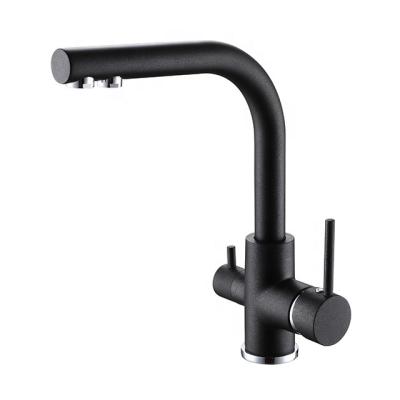 China Faucets 660B JENOR Fasion Thermostatic Potable 3 Way Sink Faucet Black Brass Kitchen Faucet Filtered Pure Water for sale