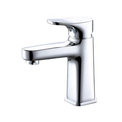 China Metered Brass Faucets 63011 Square Body Water Saving Bathroom Faucet Basin Faucet for sale