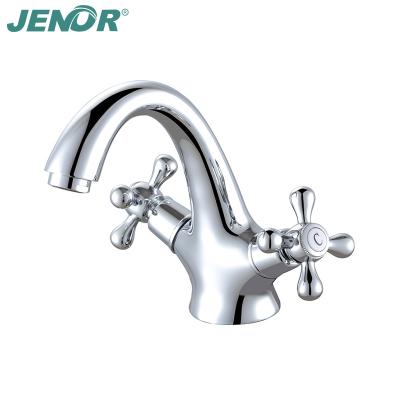 China Single Hole Mixer Taps Hot Sale Metered Sink Taps Brass Basin Faucet Double Double Handle Widespread Bathroom Faucet for sale