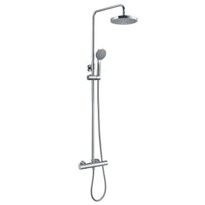 China Brass Wall Mounted Slide Bar Chrome Bathroom Rainfall Shower Faucet Set With Hand Held Shower Mixer Set for sale