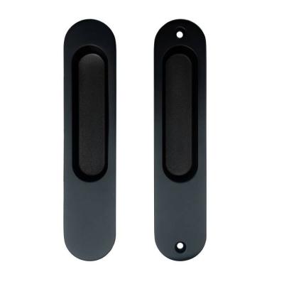 China Matte Black Sliding Handle Lock Zinc Alloy Double Side Sliding Door Locks Hidden Door Handle for sale