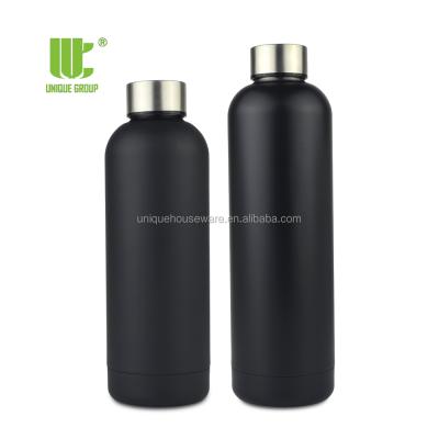 China Sustainable Bottle Manufacturer Matt Black Custom Small Mouth Thermal Sports Water Bottle Metal Drinks for sale