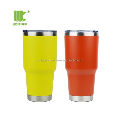 China Viable 30oz Small MOQ Vacuum Insulated Tumbler Coffee Cup Large Travel Mug With Slide Lid White Case Package for sale