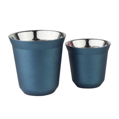 China Viable Couples Coffee Mugs Set Creative Espresso Travel Private Label Premium Double Wall Quality Hot Selling Stainless Steel 80ml/160ml for sale