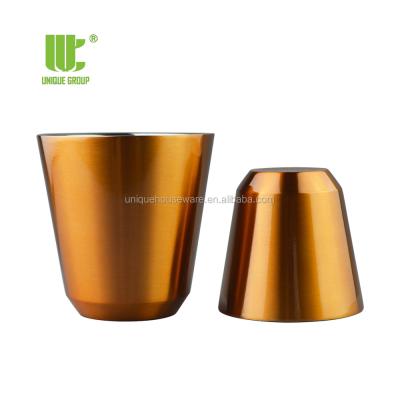 China Viable Gold Espresso Logo Coffee Latte Double Walled Stainless Steel Custom Coffee Mugs for sale