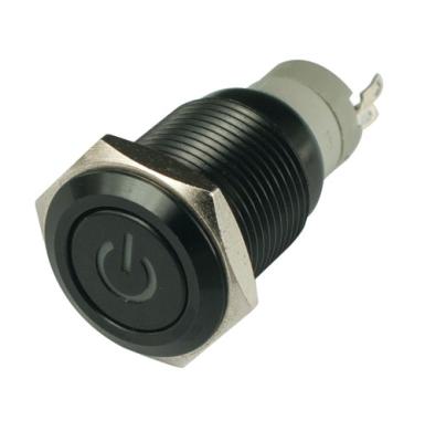 China OFF-ON HongJu 16mm Diameter Metal Momentary Push Button Switch With Power Mark LED Sensitive Light for sale