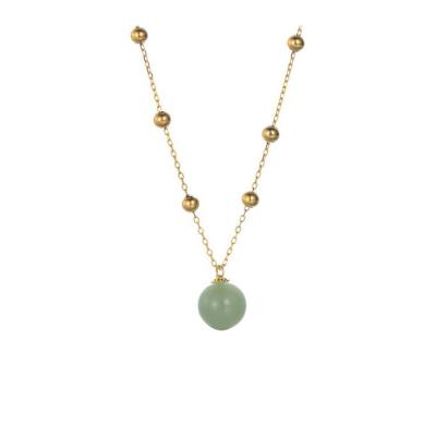 China Other Natural Jade Necklace Stainless Steel Chain Plated 18K Gold Color-Quick Friend Necklace Custom Jeweler for sale