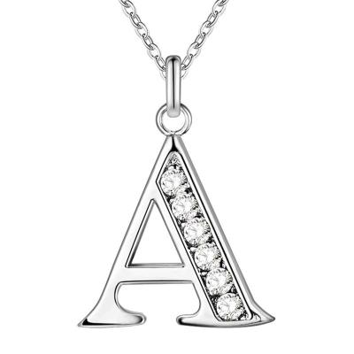 China TRENDY Titanium Steel Inlaid With English Female Chain Miami Gold Jewelry Diamond Initial Letter Pendant Necklace Stainless Steel Made for sale