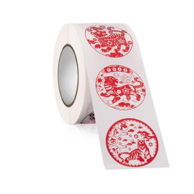 China 2022 Waterproof Chinese New Year Stickers Candy Chocolate Bar Wrappers Round Candy Sticker Labels for New Year Party Home Decoration for sale