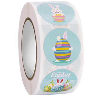 China Waterproof 1 Inch Easter Bunny Rabbit Roll Stickers Cute Kids Favor Art Craft Easter Gift Party Decorations for sale