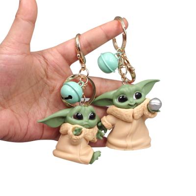 China Soft TOY Wholesale Cute Baby Yoda PVC Keychain Cartoon Figure Bag MODEL Toy Yoda Baby Keychain With Bag Car Strap The Mandalorian Collectible Model for sale