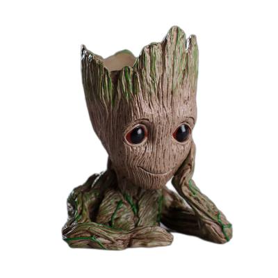 China Stock Number Toy Tree Man Cute Model Toy Pen Flower Pots Home Decoration Baby Groot Flower Pot Planter Toy Stock Tree Man Cartoon Pen for sale