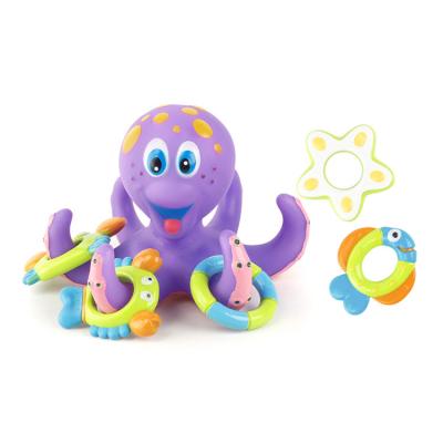 China Toy Animal Rubber Interactive Floating Purple Soft Baby Shower Kids Games Toy Summer Safe Funny Bath Toys Cute Purple Octopus Bath Toys for sale