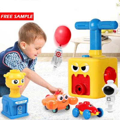 China Entertainment Toys Preschool Science Universe Hand Squeezed Pneumatic Launch Car Balloon Tower Balloon Pump Toy Set for sale