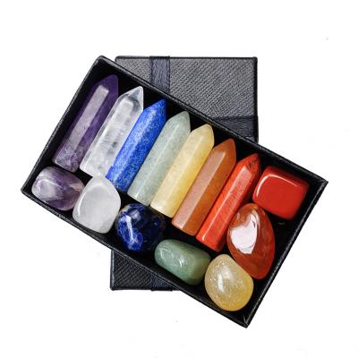 China China 14pcs set crystal stones set natural stone chakra yoga energy healing reiki healing stones crystals for chakra healing decor for sale