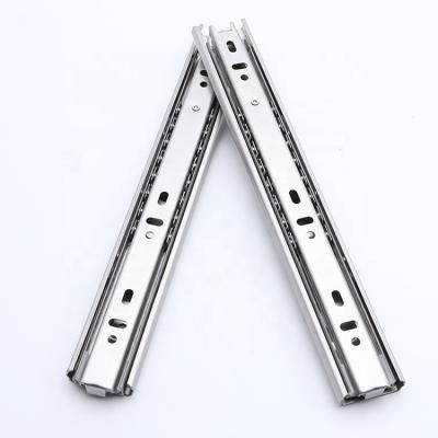 China 3 Fold+Full Extension Stainless Steel Drawer Slides 8nchs Wardrobe Supporting Ball Bearing Soft Narrow Drawer Mute Slides for sale