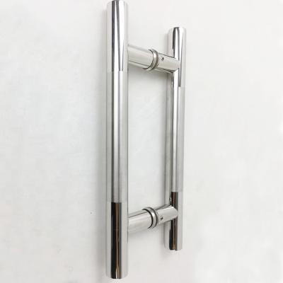 China Stainless Steel Traditional Round Tube H Shaped Double Sided Bathroom Shower Handle For Sliding Glass Door for sale