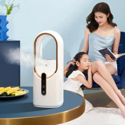 China Ventilador de niebla eléctrica sin hojas 2200mAh Gran batería Con un buen diseño Humidificador de niebla fría Humidificador de ventilador de niebla de seguridad portátil en venta