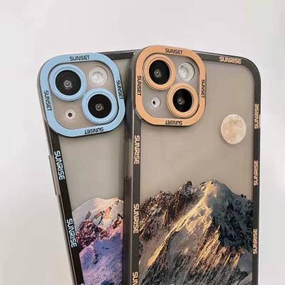 China Shockproof Luxurious Case For Apple iPhone 11 Pro Max Soft TPU Phone Cover Fundas For iPhone 13 12PRO Landscape Sunset Cloud Painted Shell for sale