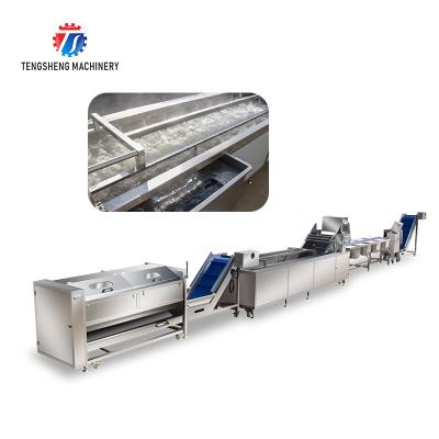 China Easy Operation Automatic Vegetable And Fruit Hair Roller Bubble Washing Large Selection And Cutting Machine Production Line for sale