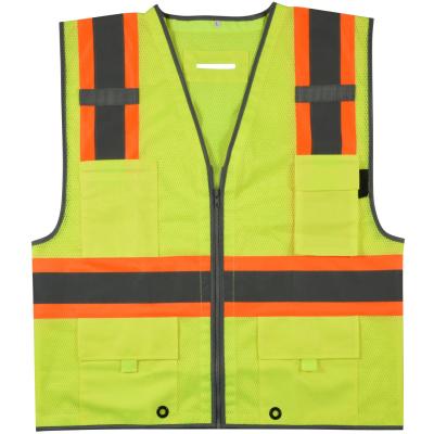 China Custom Two Color Mesh Heavy Duty Reflective Safety Vest Workplace Road Safety Safety Vest Orange Safety for sale