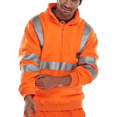 China Class 3 construction/work protection high visibility reflective long sleeve hooded sweatshirt safety shirt for sale