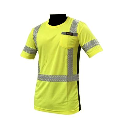 China ANSI Hi Vis Reflective Safety Reflective T-Shirt For Man Airport Traffic Pavement Security Safety Shirts With Short Sleeves Guard Work Wear for sale